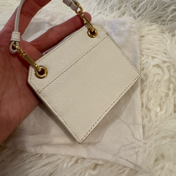 Prada White Mini Bag Saffiano Leather Rabbit Charm AUTHENTIC - Picture 3 of 4